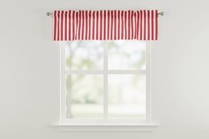 Cotton Window Valance Stripe Print 58 Inch Wide / 1 Inch Stripe - Red