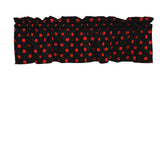 Cotton Window Valance Polka Dots Print 58 Inch Wide / Red on Black