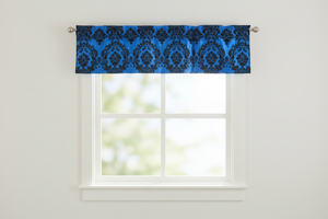 Flocked Damask Window Valance 58" Wide - Royal Blue