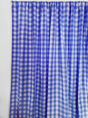 Cotton Gingham Checkered Curtain 58 Inch Wide - Royal Blue