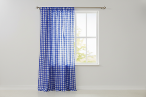Cotton Gingham Checkered Curtain 58 Inch Wide - Royal Blue