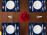 Poplin Damask Floral Dinner Table Placemats Holiday Home Decoration 13" x 19" (Pack of 4)