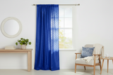 Pintuck Taffeta Cross Stitch Pattern Single Curtain Panel 54 Inch Wide - Royal Blue