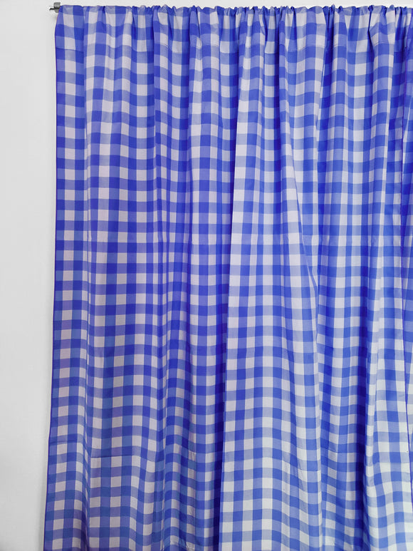 Cotton Gingham Checkered Curtain Royal Blue 58 Inch Wide