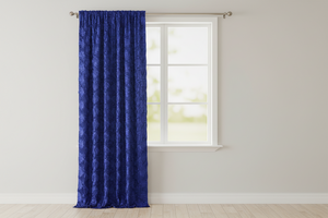 Satin Rosette 3D Pop up Flower Single Curtain Panel 54 Inch Wide - Royal Blue
