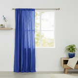 Crinkle Taffeta Crushed Pattern Single Curtain Panel 54 Inch Wide - Royal Blue