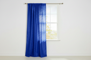 Pintuck Taffeta Cross Stitch Pattern Single Curtain Panel 54 Inch Wide - Royal Blue
