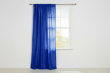 Pintuck Taffeta Cross Stitch Pattern Single Curtain Panel 54 Inch Wide - Royal Blue