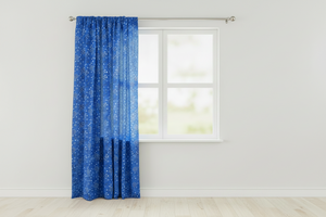 Cotton Curtain Floral Paisley Bandanna Print 58 Inch Wide - Royal Blue