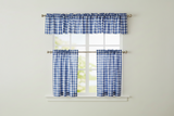 Cotton Gingham Checkered 3 Piece Window Valance Curtain Set (16 Colors)