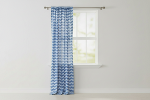 Cotton Curtain Zig-zag Chevron Print 58 Inch Wide - Royal Blue
