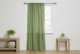 Faux Burlap Texture Polyester Solid Single Curtain Panel 58 Inch Wide - Sage