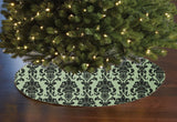 Poplin Damask Floral Tree Skirt Christmas Decoration 58" Round Skirt