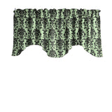 Poplin Damask Floral Scalloped Wave Window Valance 58" Wide / 20" Tall