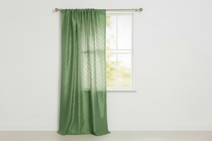 Pintuck Taffeta Cross Stitch Pattern Single Curtain Panel 54 Inch Wide - Sage