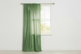 Pintuck Taffeta Cross Stitch Pattern Single Curtain Panel 54 Inch Wide - Sage