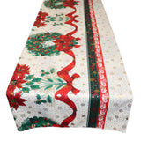 Large Christmas Themed with Shiny Gold Accents Decorative Table Runner