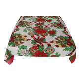 Shiny Gold Accents on Large Christmas Patterns Decorative Tablecloth