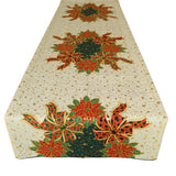 Large Christmas Themed with Shiny Gold Accents Decorative Table Runner