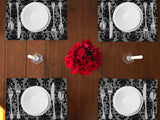 Poplin Damask Floral Dinner Table Placemats Holiday Home Decoration 13" x 19" (Pack of 4)