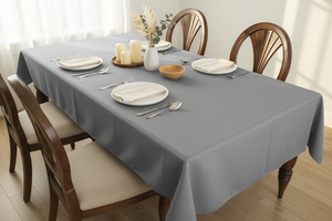 Polyester Poplin Gaberdine Durable Tablecloth Solid - Silver
