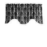 Poplin Damask Floral Scalloped Wave Window Valance 58" Wide / 20" Tall