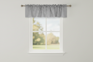 Faux Burlap Window Valance 58" Wide - Silver