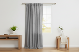 Faux Burlap Texture Polyester Solid Single Curtain Panel 58 Inch Wide - Silver