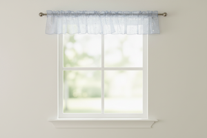 Silver Stars on Sheer Organza Tinted Window Valance 58" Wide - Silver