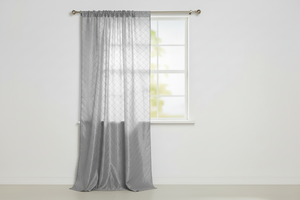 Pintuck Taffeta Cross Stitch Pattern Single Curtain Panel 54 Inch Wide - Silver