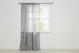 Pintuck Taffeta Cross Stitch Pattern Single Curtain Panel 54 Inch Wide - Silver
