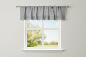 Faux Burlap Window Valance 58" Wide with Pleated Ruffles - Silver