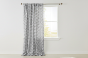 Satin Rosette 3D Pop up Flower Single Curtain Panel 54 Inch Wide - Silver