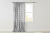 Satin Rosette 3D Pop up Flower Single Curtain Panel 54 Inch Wide - Silver
