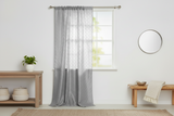 Pintuck Taffeta Cross Stitch Pattern Single Curtain Panel 54 Inch Wide - Silver