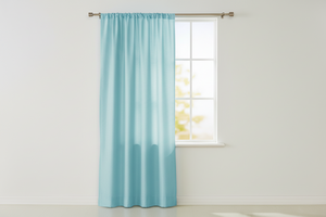 Faux Silk Solid Dupioni Window Curtain 56 Inch Wide - Sky Blue