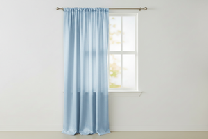 Shiny Satin Solid Single Curtain Panel Drapery 58 Inch Wide - Sky Blue
