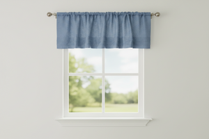 Faux Burlap Window Valance 58" Wide with Pleated Ruffles - Light Blue