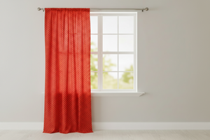 Cotton Curtain Polka Dots Print 58 Inch Wide / Small Dots - Black on Red
