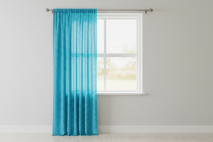 Cotton Curtain Polka Dots Print 58 Inch Wide / Small Dots - White on Turquoise