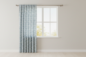 Cotton Curtain Floral Print Small Flowers Allover 58 Inch Wide - Blue on White