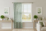 Cotton Curtain Floral Print Small Flowers Allover 58 Inch Wide - Green on White