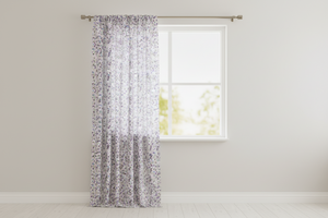 Cotton Curtain Floral Print Small Flowers Allover 58 Inch Wide - Purple on White