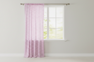 Cotton Curtain Polka Dots Print 58 Inch Wide / Small Dots - Fuchsia on White