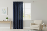 Cotton Curtain Polka Dots Print 58 Inch Wide / Small Dots - White on Navy