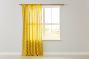 Cotton Curtain Polka Dots Print 58 Inch Wide / Small Dots - White on Yellow