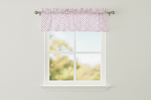 Cotton Window Valance Polka Dots Print 58 Inch Wide / Small Dots - Fuchsia on White