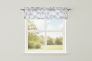 Cotton Window Valance Polka Dots Print 58 Inch Wide / Small Dots - Navy on White