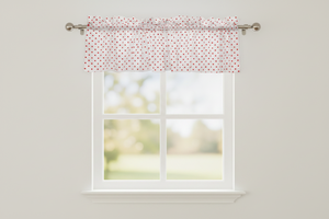 Cotton Window Valance Polka Dots Print 58 Inch Wide / Small Dots - Red on White