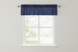 Cotton Window Valance Polka Dots Print 58 Inch Wide / Small Dots - White on Navy